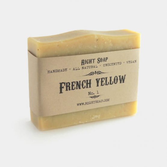 French Yellow Clay Soap - Unscented - Vegan Soap - Soap Best for Sensitive and Mature Skin - Natural Handmade Soap - Cold Process Soap