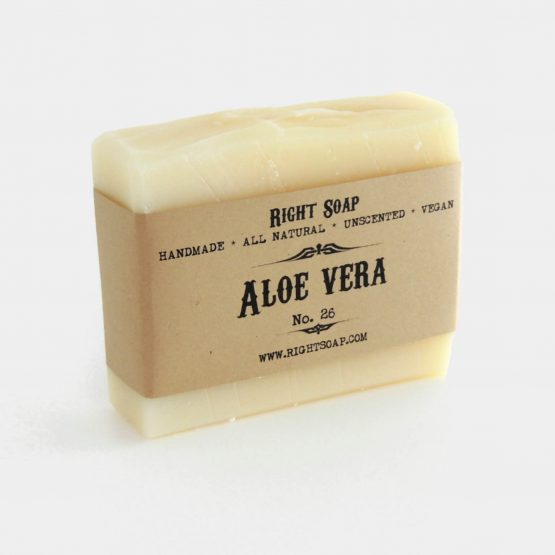 Aloe Vera Natural Soap Bar - Vegan, Unscented Soap for Sensitive Oily Troubled Skin - Face and Body Soap Shop Best Handmade Soap by Right Soap for acne scars psoriasis eczema